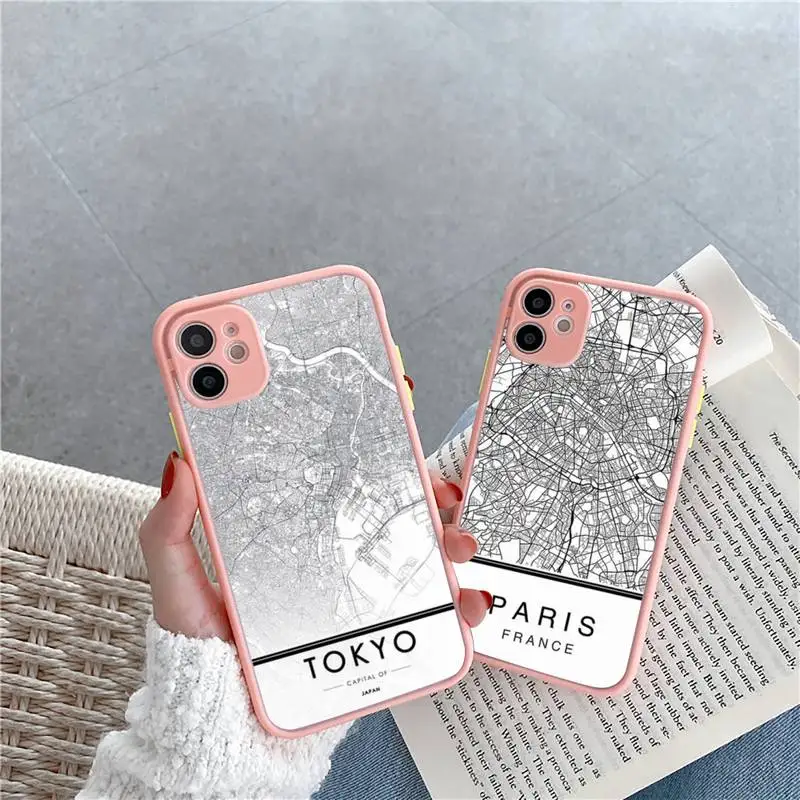 

London Country Sketch City Map Phone Case matte transparent For iphone 7 8 11 12 plus mini x xs xr pro max cover