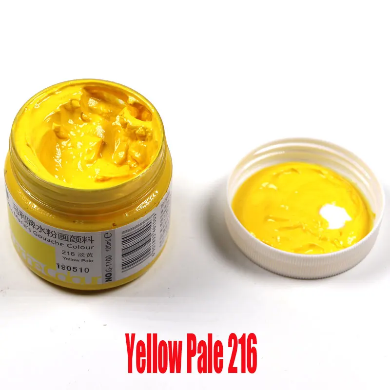 Yellow Pale 216 100 мл/бутылка гуашь пигмент Искусство Ручная роспись специальный пигмент школьное искусство специальная краска великолепный гуашь пигмент 42 цвет optiona - Цвет: Yellow Pale 216