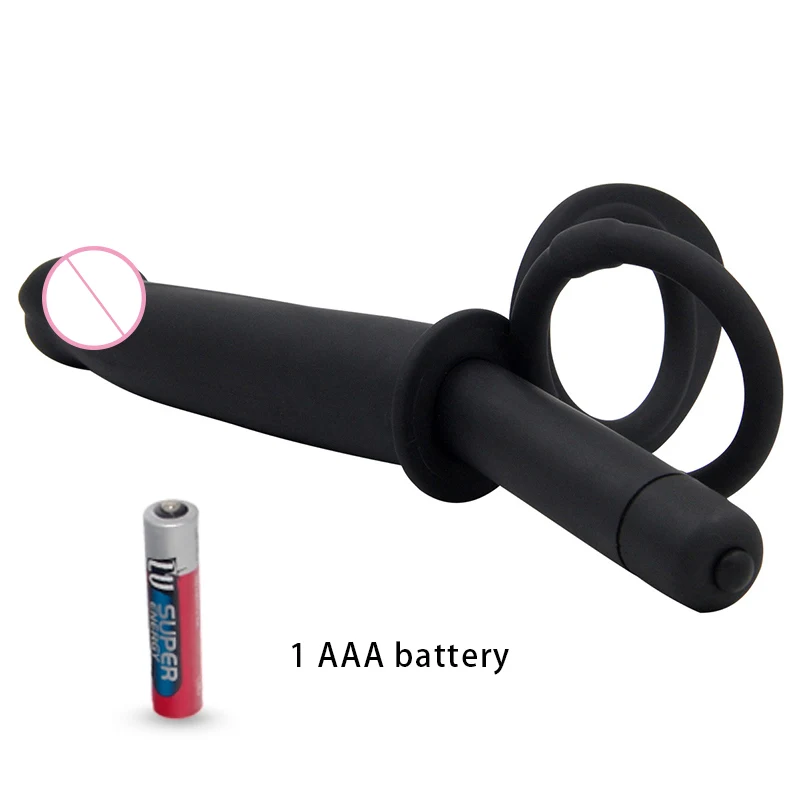 Силиконовая Анальная пробка Анальный вибратор страпон фаллоимитатор с двойным