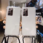Роскошный силиконовый чехол со шнурком для Samsung Galaxy S22 S21 S20 FE S10 Note 20 10 9 Plus A21S, Ультратонкий чехол с подвеской и ремешком