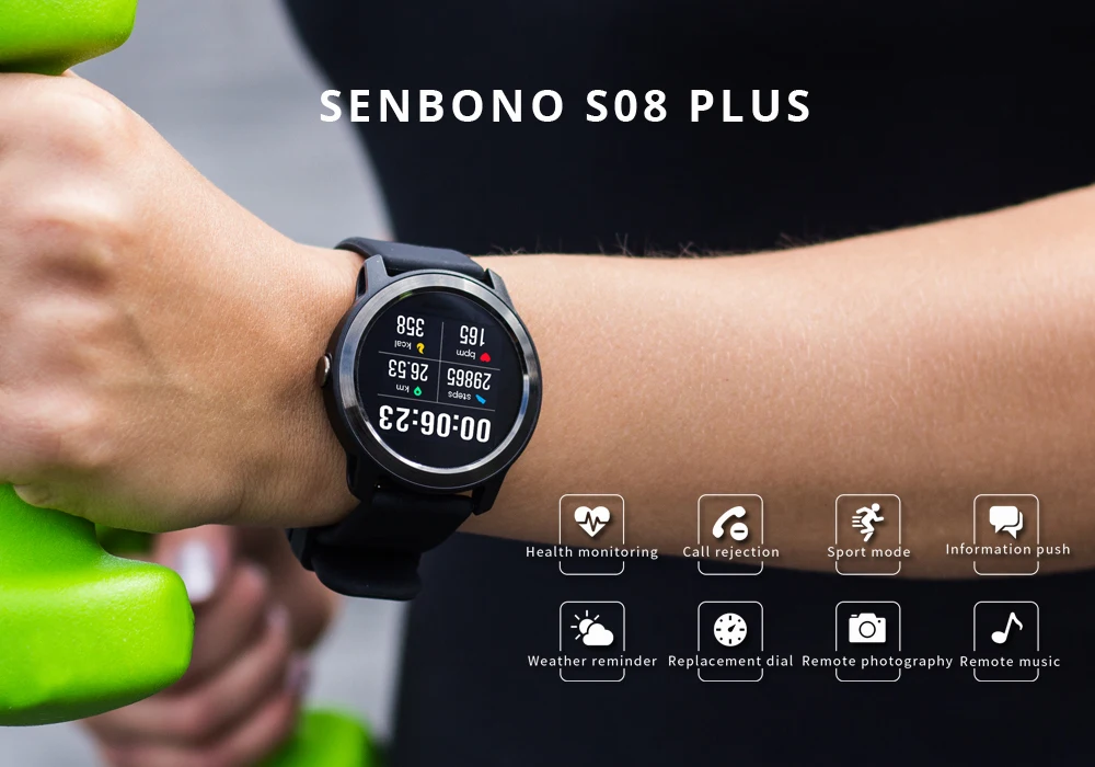 SENBONO S08 Plus IP68 Водонепроницаемые мужские и женские Смарт-часы монитор сердечного ритма фитнес-трек умные часы для Android IOS