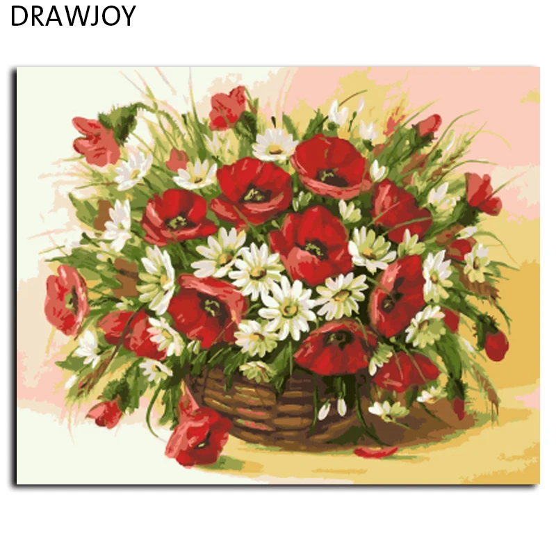 Набор для рисования по номерам на холсте Цветы без рамки 40 х50 см | Дом и сад