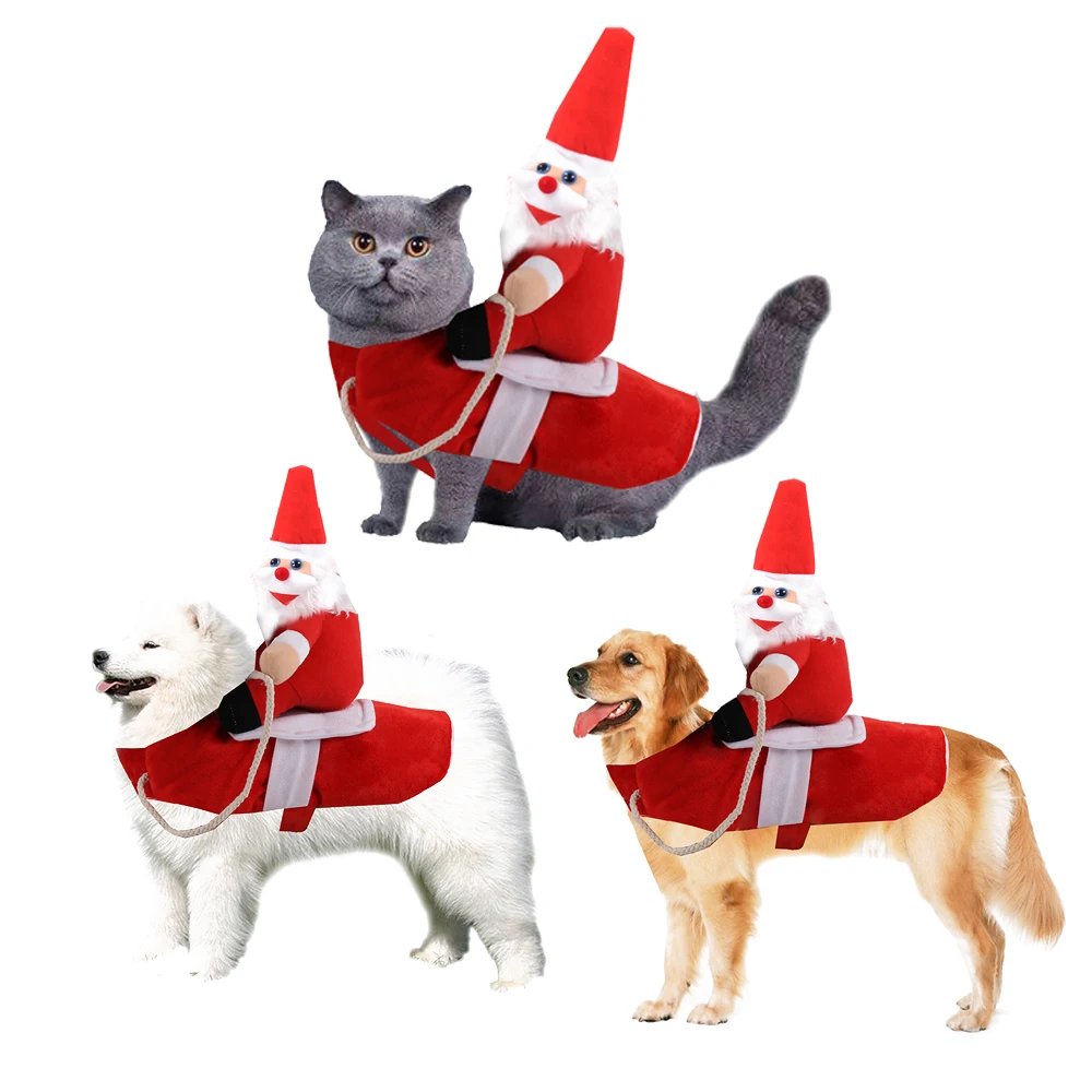Жилет Санта Клауса для собак Рождественский костюм верховой езды забавный жилет