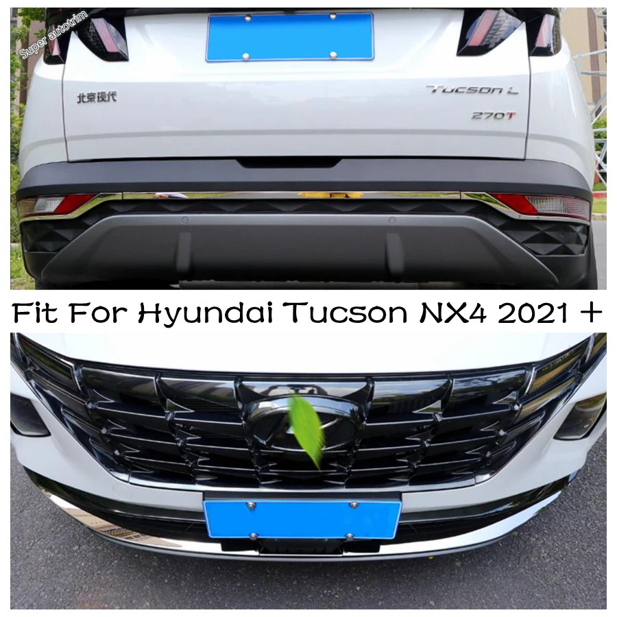 อุปกรณ์เสริมภายนอกสำหรับ Hyundai Tucson NX4 2021 2022กันชนด้านหน้า/ด้านหลัง Lip Molding Tailgate ฝาครอบสแตนเลส