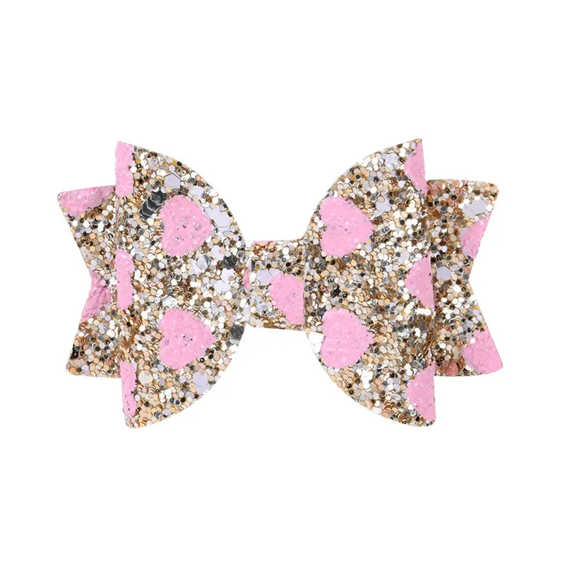 

8Pcs Baby Girls Bow Heart Headclips Safety Bright Powder BB Princess Hair Clips Pins Kids Headwear Photo Hair Accessories 7.8CM