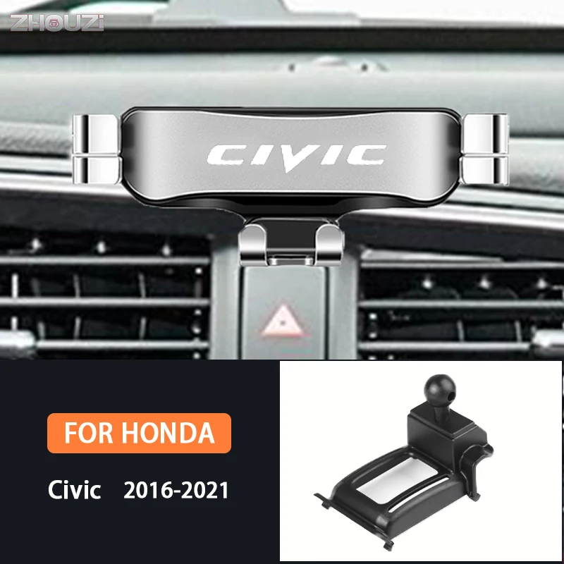 

For Honda Civic 2016 2017 2018 2019 2020 2021 Car Mobile Phone Holder Mounts GPS Stand Gravity Navigation Bracket Accessories
