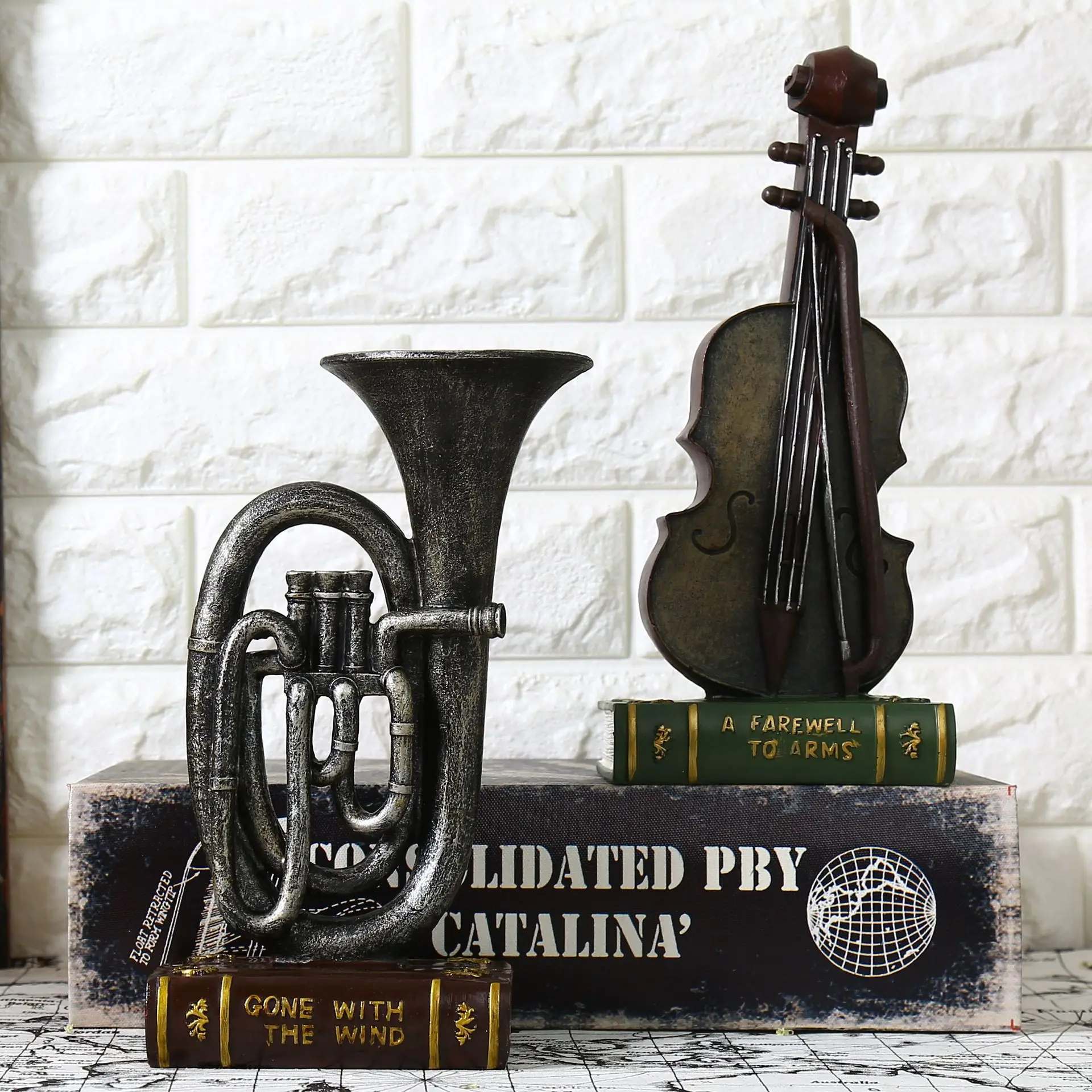 Музыкальные инструменты в стиле ретро, саксофон для скрипки, старый кафе, бар, аксессуары для дома, гостиная, декоративные украшения