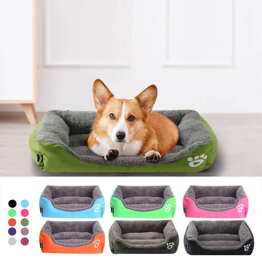 

Pet Large Dog Bed Warm House Candy-colored Square Nest Kennel cushion Mat For Small Medium Large Dogs Cat Puppy Plus Size Basket