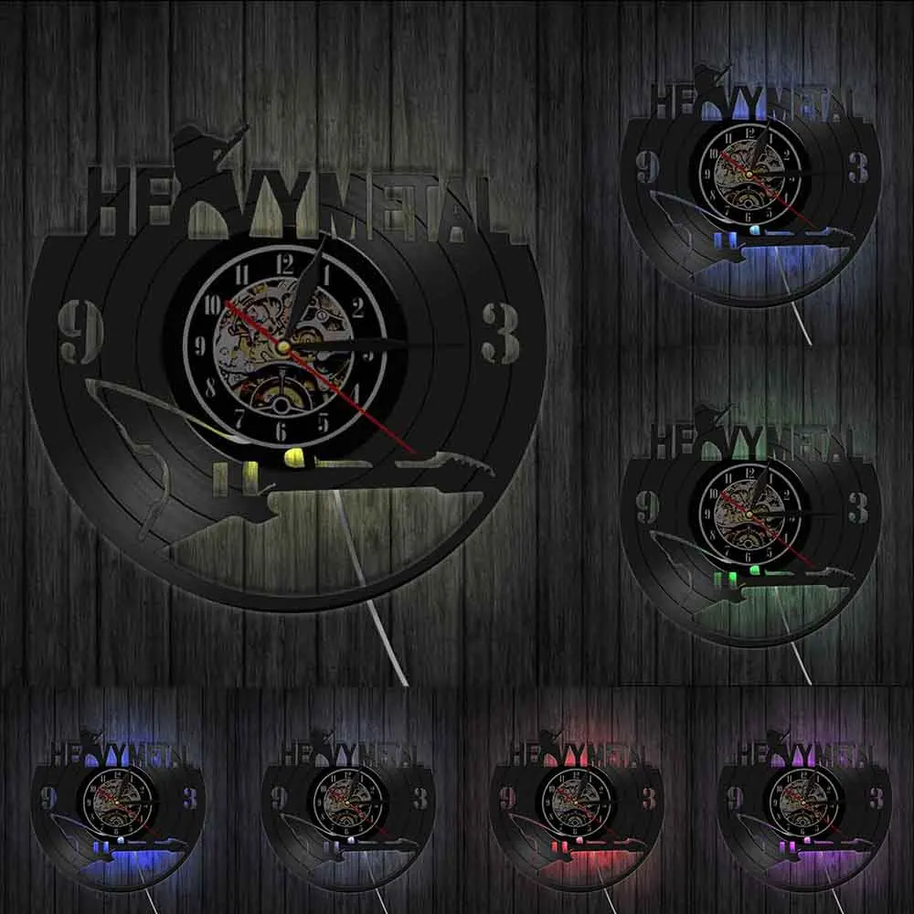 Виниловые часы из тяжелого металла настенные музыкальные 3d в стиле рок н ролл для
