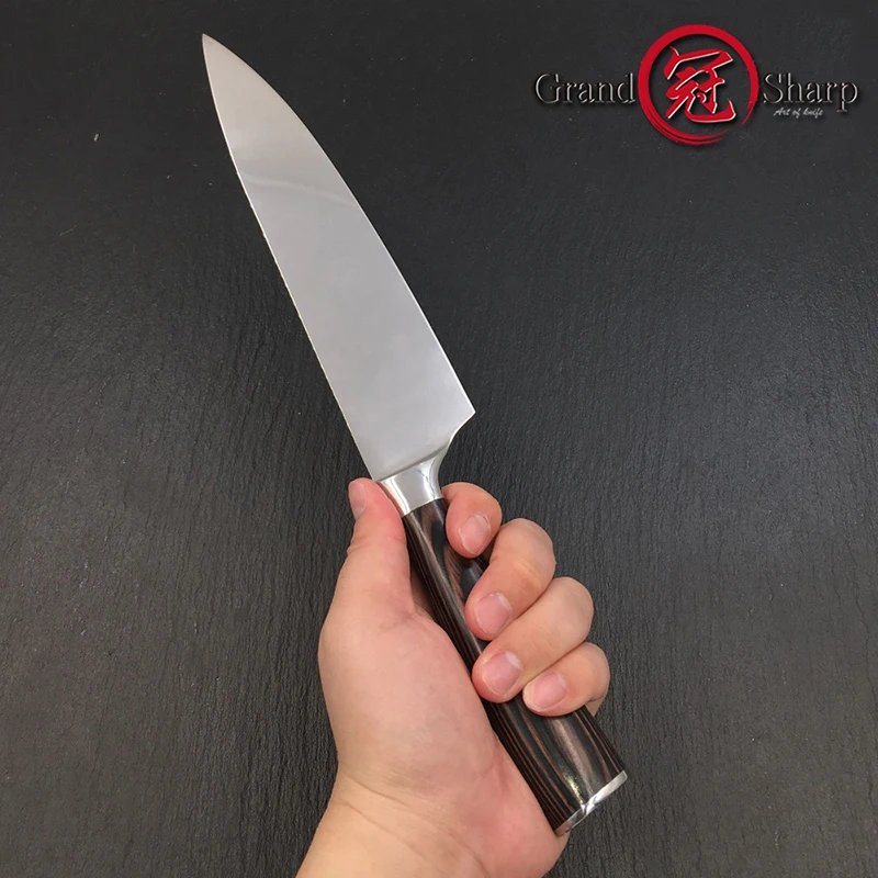 GRANDSHARP профессиональный 8 дюймов нож шеф-повара AUS-8 японский, из нержавеющей стали кухонный нож повара кухонные инструменты Pakka деревянная ручка