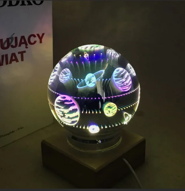 universe 3D красочный волшебный хрустальный шар ночной Светильник USB настольная лампа различные узоры пара дома детские подарки - Испускаемый цвет: universe