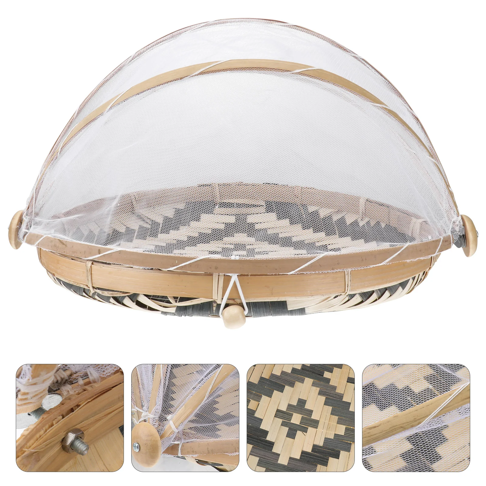 

2 шт., бамбуковые корзины с марлевой крышкой