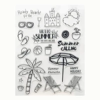 1pc castle beach transparent silicone stamp diy scrapbooking rubber coloring embossed diary decoration template reusable 1418cm