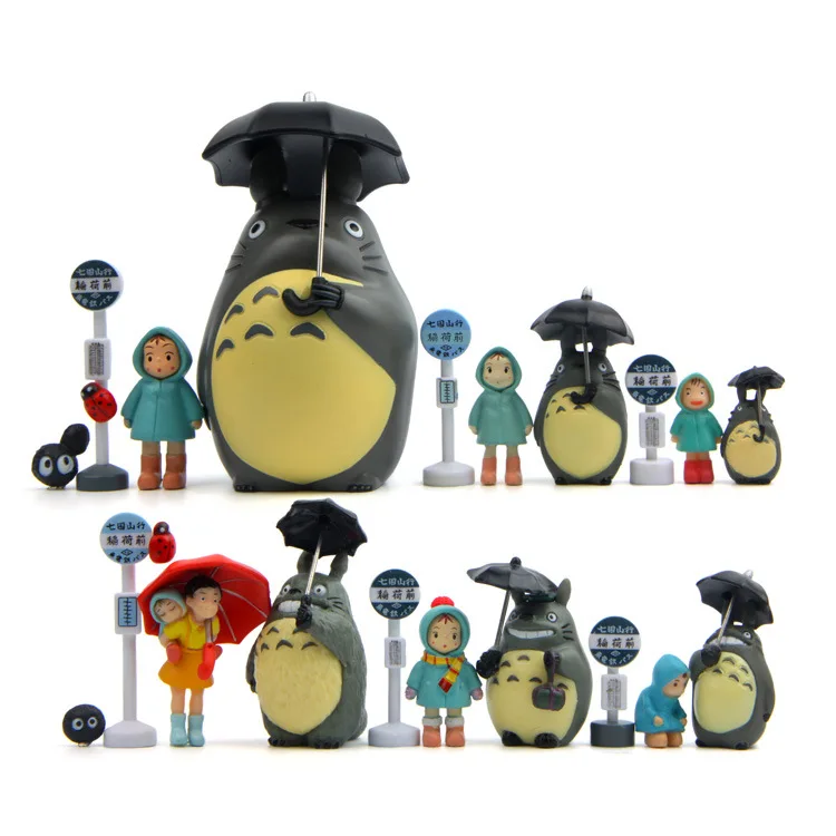 Ghibli Anime Totoro Miyazaki Hayao Umbrella Street lamp Figure Desk Ornament Model Fairy Garden Moss Miniatures Toys Home Decore | Дом и сад