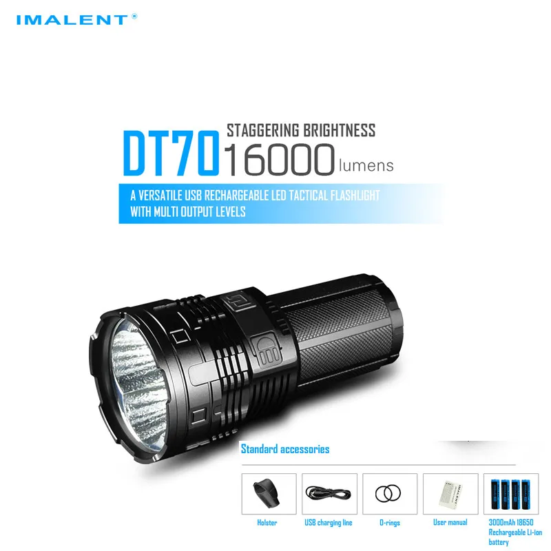 IMALENT DT70 перезаряжаемый фонарик 4 CREE XHP70 светодиодный дальность света 700 м уличный
