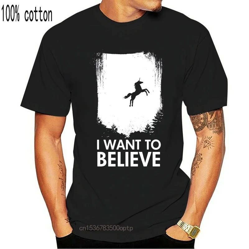 

Футболка мужская с надписью «I Want To Believe In Unicorns»