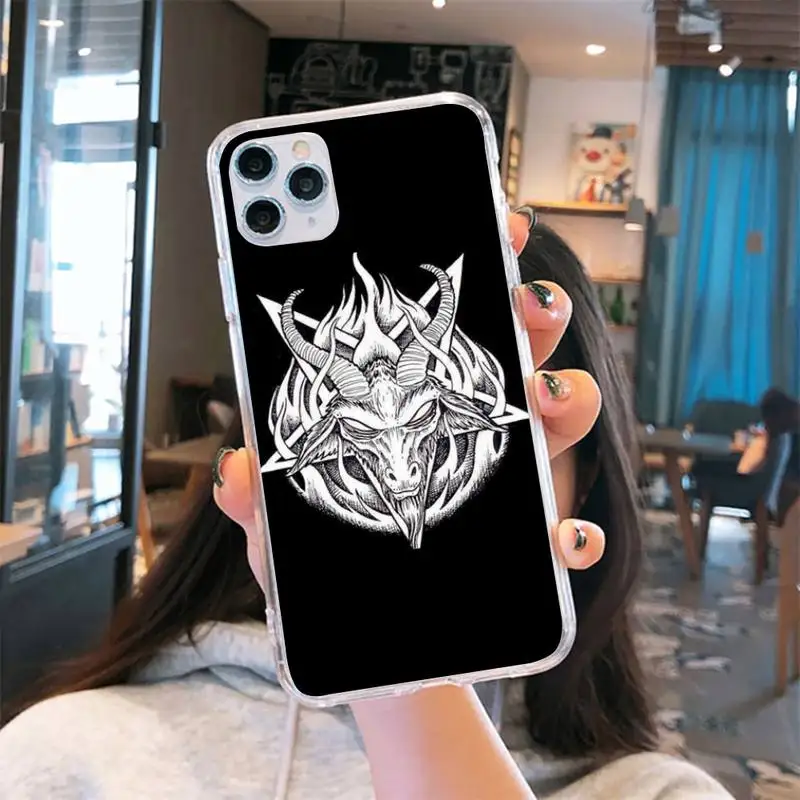 

Goat Head Satan Phone Case Transparent for iPhone 6 7 8 11 12 s mini pro X XS XR MAX Plus cover funda shell