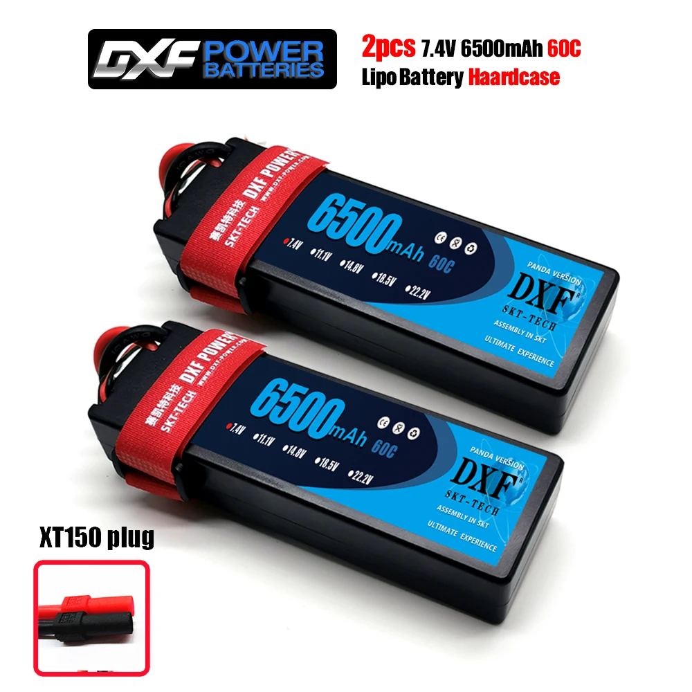 2 шт. DXF Lipo Батарея 2S 3S 7,4 V 11,1 V 6500 мА/ч, 5200 мА/ч, 60C 120C 50C 100C AKKU LiPo Батарея для Rc вертолет RC автомобиль Лодка - Цвет: 2PCS6500HARDXT150