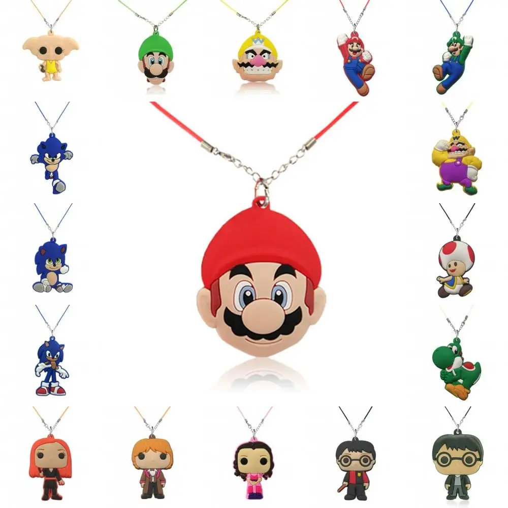

1PCS PVC Necklace Cartoon Figure Rope Chain Pendant Cute Minnie Charms Choker Necklace Kid Party Fashion Jewelry