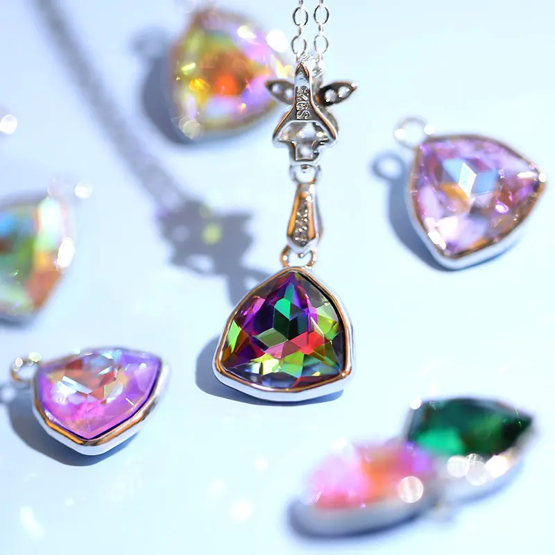 

2pcs/lot Alloy Drop Pendant Crystal Beads Fat Triangle Shape Charms Gems for Earring Necklace Making DIY Jewelry Findings