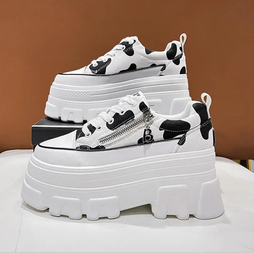

Designer Shoes Women Platform Sneakers 2021 Fashion Casual Height Incresing 6CM Chunky Sneaker Woman White Black Chaussure Femme