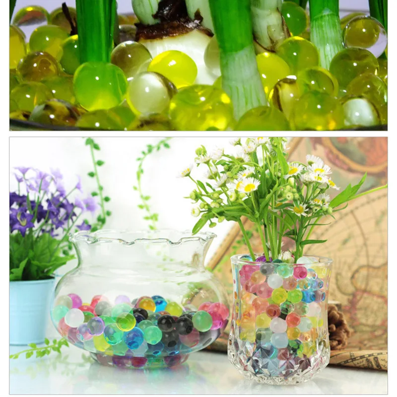 1000 шт./пакет многоцветный кристаллическая почва шарики из гидрогеля водные