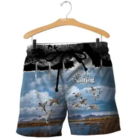 mens shorts cute duck hunting and deer series 3d overall print summer beach belt pants unisex comfortable stretch pants style