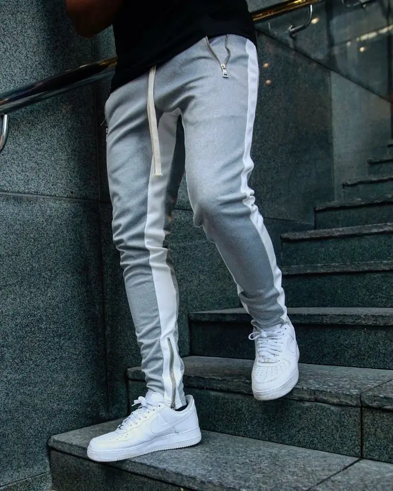 

New sports casual pants low leg zipper large pants men's pants