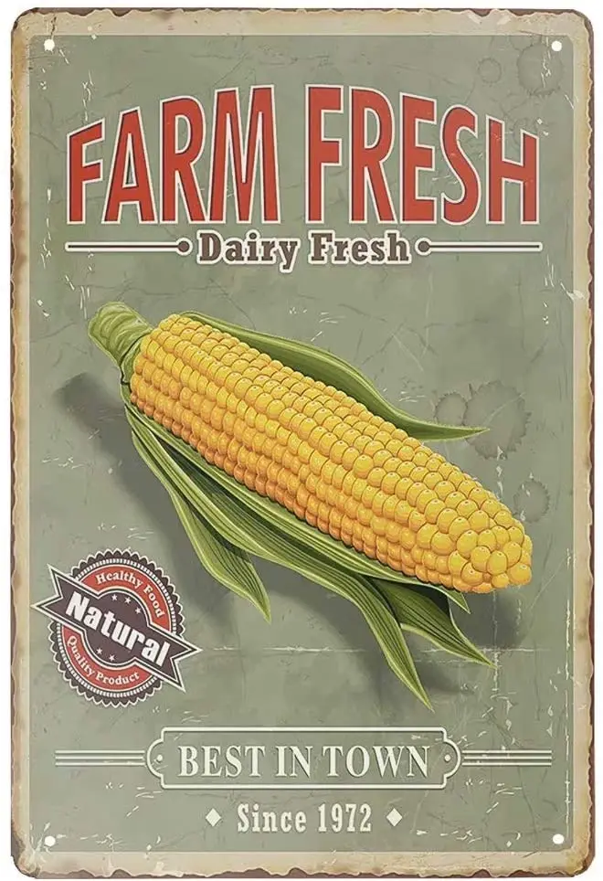

Jesiceny New Tin Sign Farm Fresh Corn Retro Vintage Aluminum Metal Sign 8x12 INCH