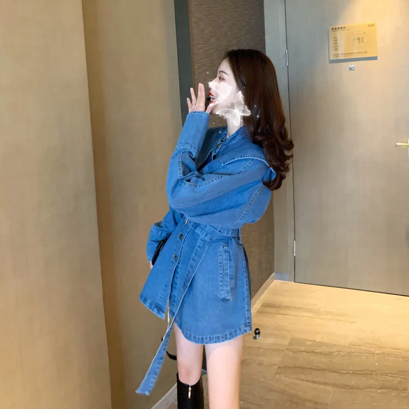 Весенняя длинная стильная блузка GRUIICEEN женская рубашка с поясом воротником Питер