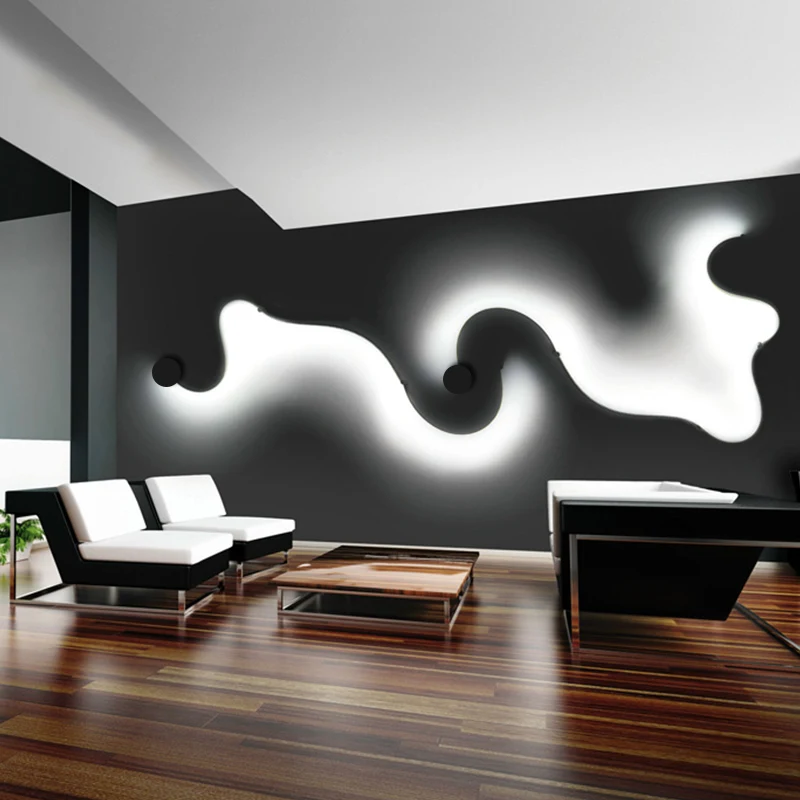 

Modern Curve LED Wall Lamp Creative Acrylic Serpentine Nordic Living Room Bedroom Study Corridor Wall Light Home Decorate Black