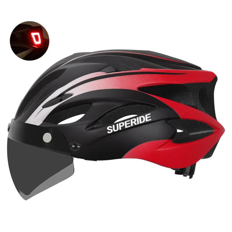

SUPEIRDE Ultralight Bicycle Helmet with Rearlight Men Women Cycling Helmet with Goggles & Visor Sports MTB Road Bike Helmet