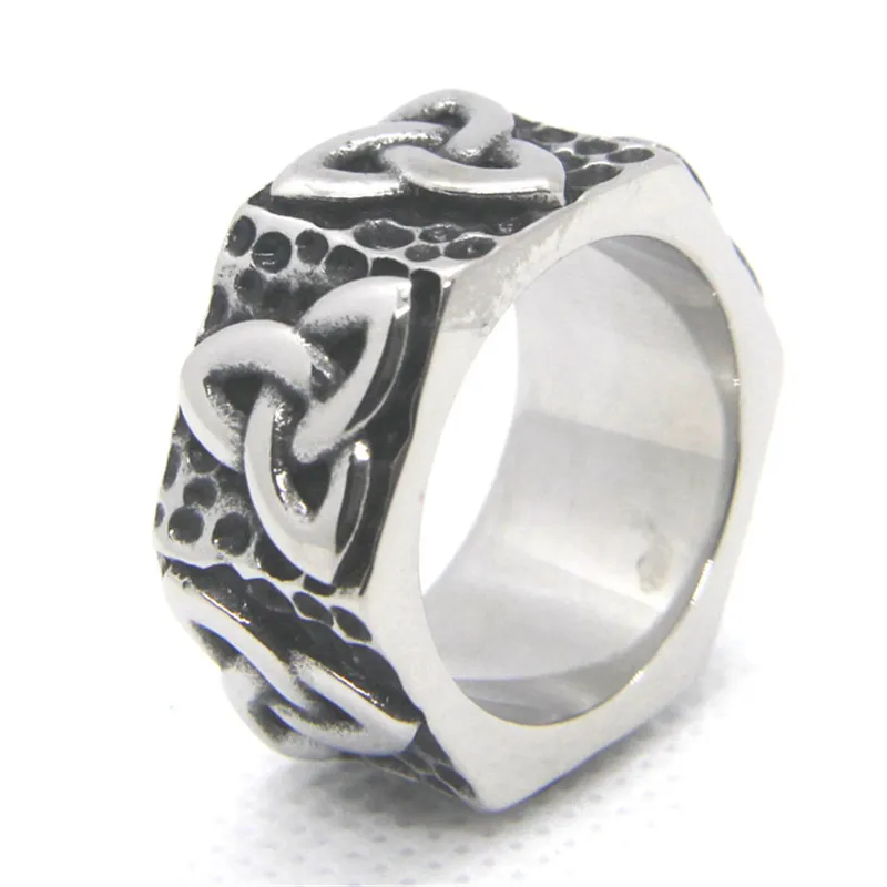 

5pcs/lot Stainless Steel Solid Hexagon Vikings Style Ring Retro Men Boys Jewelry Free Shipping