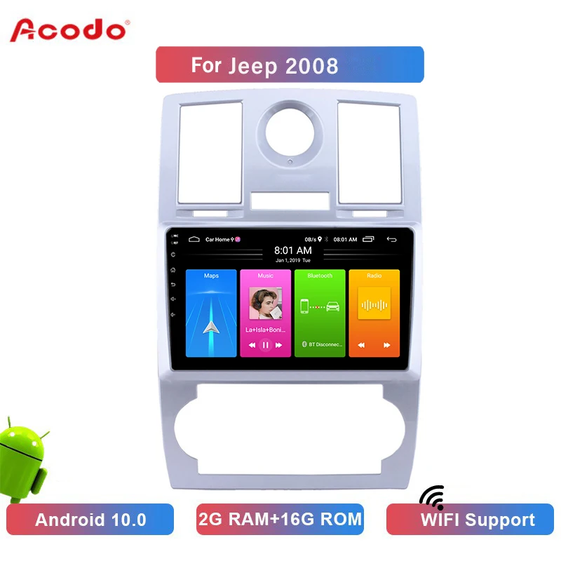 

ACODO 2G RAM 16G ROM Android 10.0 Car Radio Multimedia Player For JEEP Cherokee compass 2008 Navigation GPS 2 Din