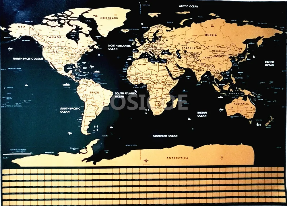 30X40 CM Mini Travel World Flag Scratch Map Gold Foil Black Wipe Coating Luxury Gift | Дом и сад