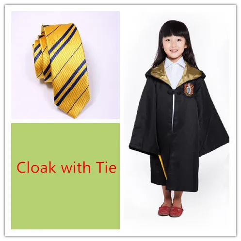 Hufflepuff with tie Ainiel взрослых/Дети гарри поттер Костюмы для косплея Халаты галстук Гриффиндор Равенкло мантии Слизерин Хаффлпаффец Для мужчин Для женщин плащи - Цвет: Hufflepuff with tie