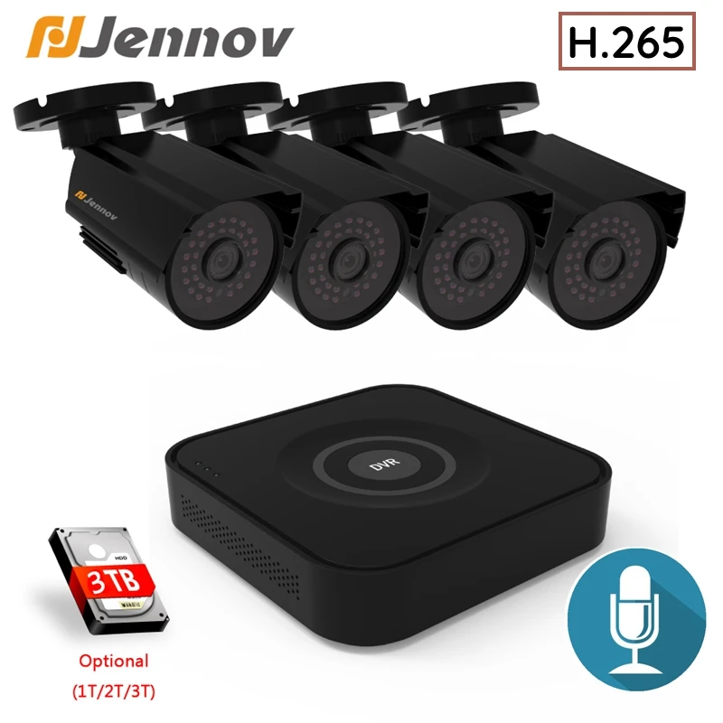 Jennov 2/4CH 1080P AHD DVR комплект H.265 CCTV системы NVR наружная камера видео набор для наблюдения IR ночного видения внутренняя безопасность жилища видеорегистратор