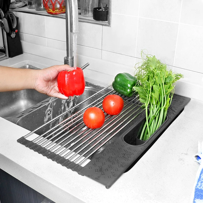 

Multifunction Dish Drying Rack Sink Drain Rack Shelf Basket Bowl Sponge Holder Dish Drainer Dryer Tray Kitchen Storage Organizer