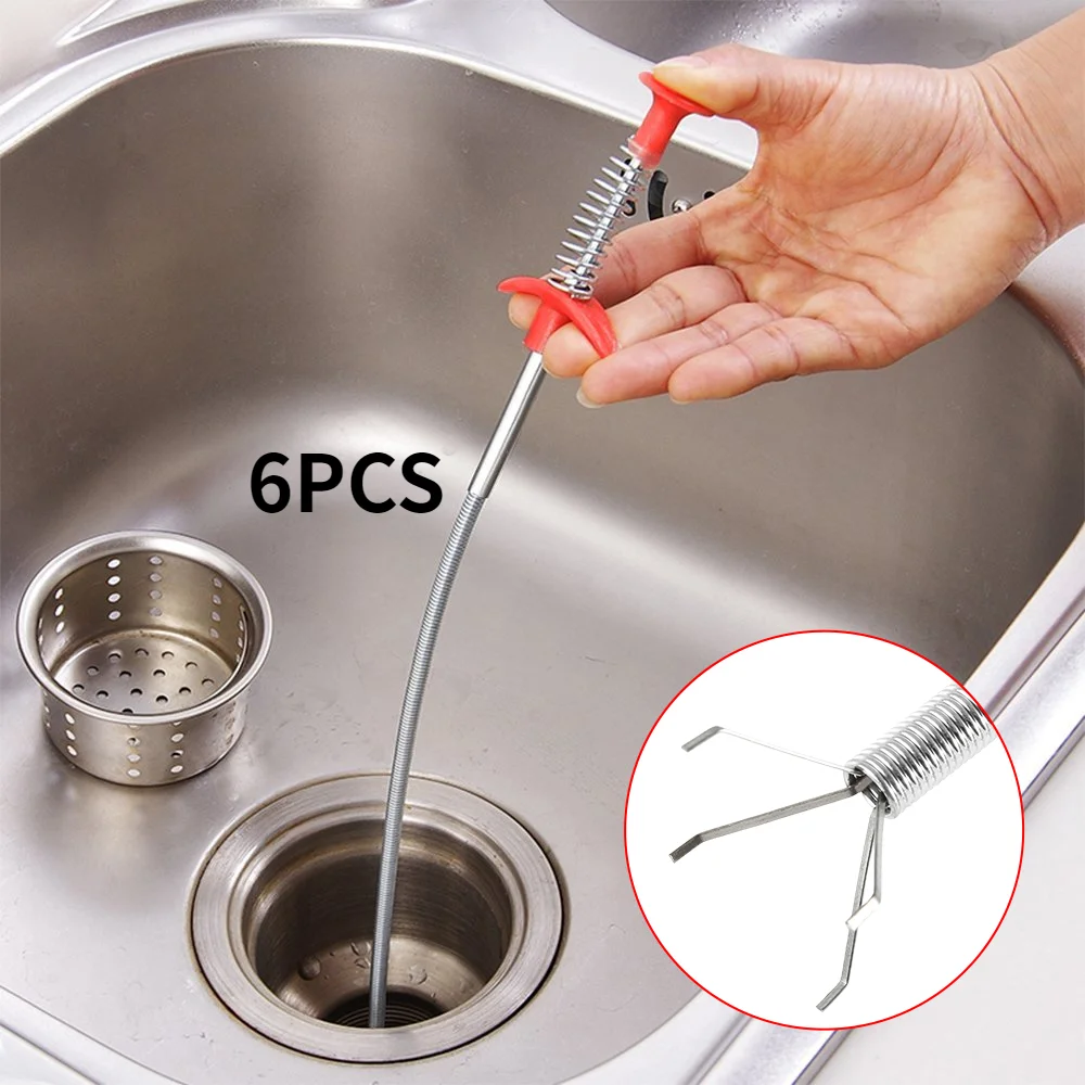 

68.5cm Flexible Sink Claw Pick Up Kitchen Cleaning Tools Pipeline Dredge Sink Hair Brush Cleaner Bend Sink Tool With Spring Grip