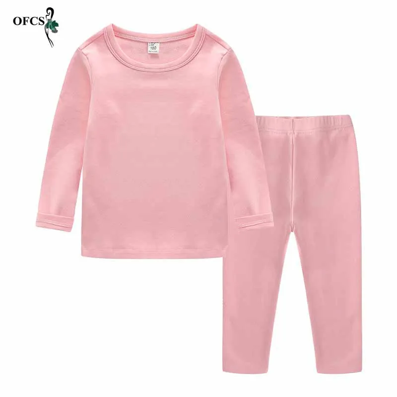 

Toddler Baby Kid Girl Boy cotton Clothes set Plain Solid Color pajamas set Elegant Sleepwear Nightwear Home wear outfits 2-12 T