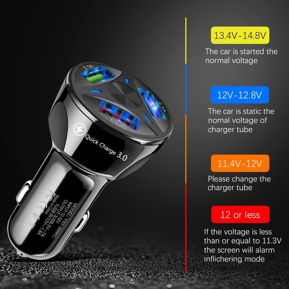 Автомобильное зарядное устройство TKEY QC 3 0 с USB-портами универсальное для телефона