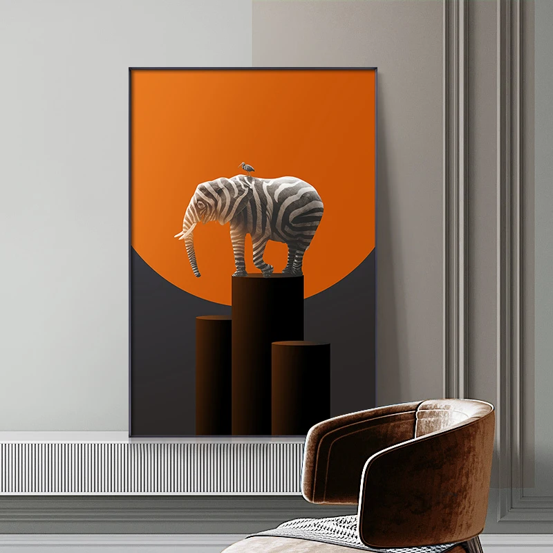 

Giraffe Elephant Animal Posters and Prints Canvas Art Painting Wall Art Modern Decorative Picture Nordic Style Home Decoration