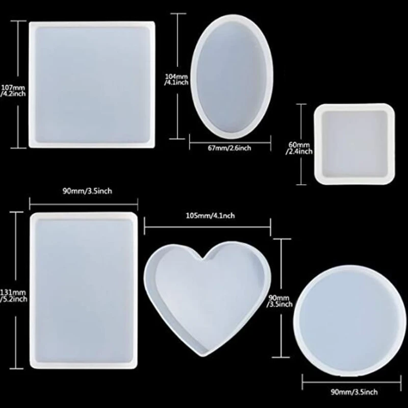 

1 Set Crystal Epoxy Resin Mold DIY Crafts Jewelry Casting Tool Heart Round Square Rectangle Coaster Silicone Mould
