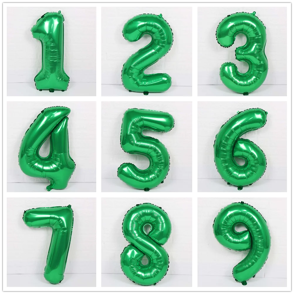 

32inch Green Number Foil Balloons Helium Wild One Birthday Party Decorations Big Number Balloon Baby Shower Baloon Home Decor
