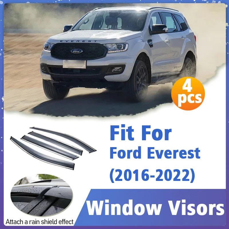 Window Visor Guard for Ford Everest 2016-2022 Vent Cover Trim Awnings Shelters Protection Sun Rain Deflector Auto Accessories