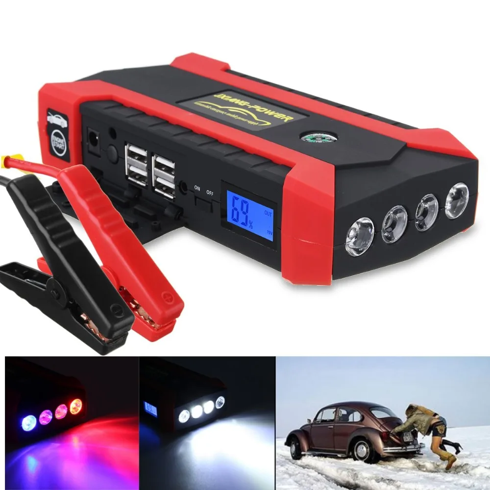 89800 мАч 12 В 4 USB Многофункциональный Автомобильный аварийный стартер водонепроницаемый портативный светодиодный автомобильный аккумулятор зарядное устройство