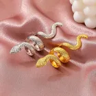 Новое популярное красивое мужское длинное Золотое кольцо в виде змеи из нержавеющей стали в стиле панк крупные женские мужские ювелирные изделия
