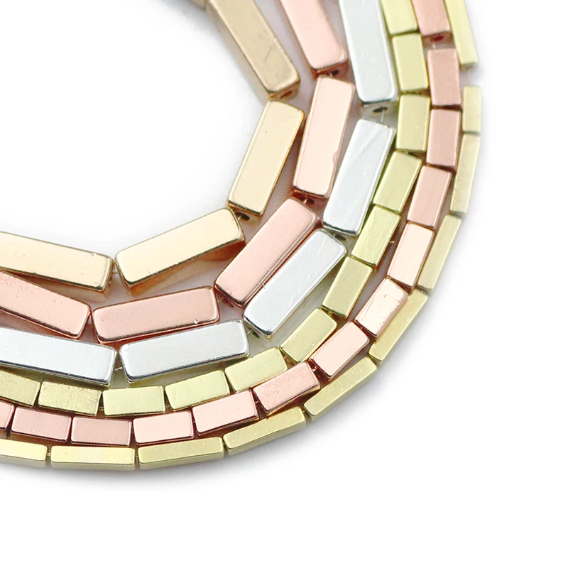 

Rectangle Cuboid Rose Gold color Natural Stone Hematite Square Spacer Loose Beads For Jewelry Making DIY Accessories 4/6/9MM