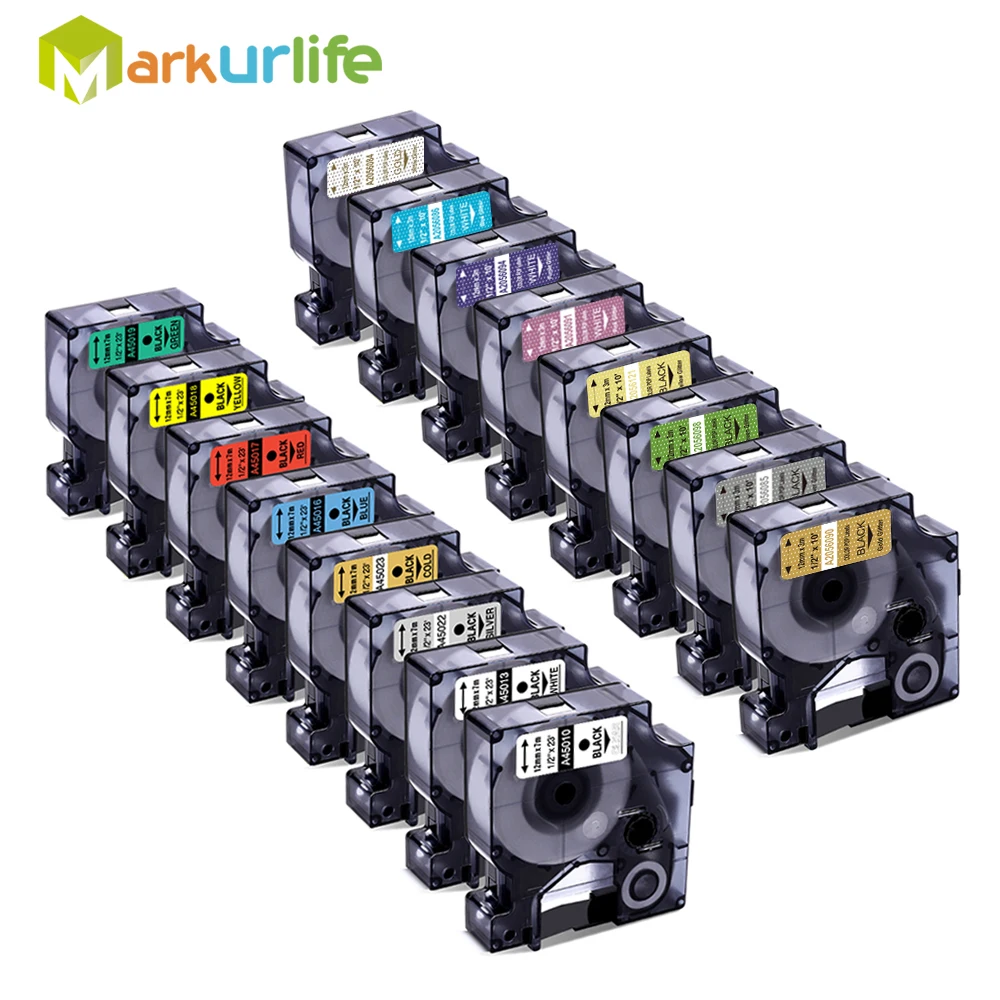 

Markurlife 45013 45010 Compatible Dymo D1 Label Tape 12mm 45018 40918 for Dymo LabelManager Maker 160 280 210 260P Label Printer