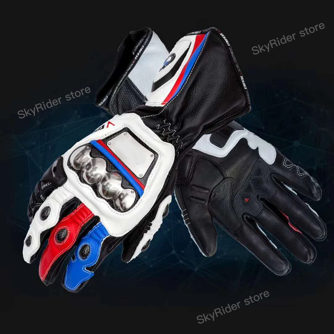 

Motorcycle Motocross Gloves BM Geniune Leather Gloves Speed Racing long Gloves